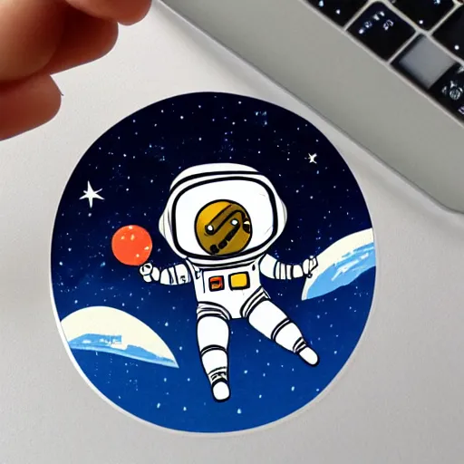 Image similar to cute astronaut sticker art, concept, white background