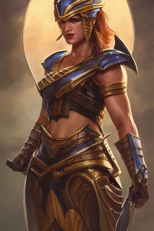 Image similar to amazon valkyrie athena, d & d, fantasy, portrait, highly detailed, headshot, digital painting, trending on artstation, concept art, sharp focus, illustration, art by artgerm and greg rutkowski and magali villeneuve