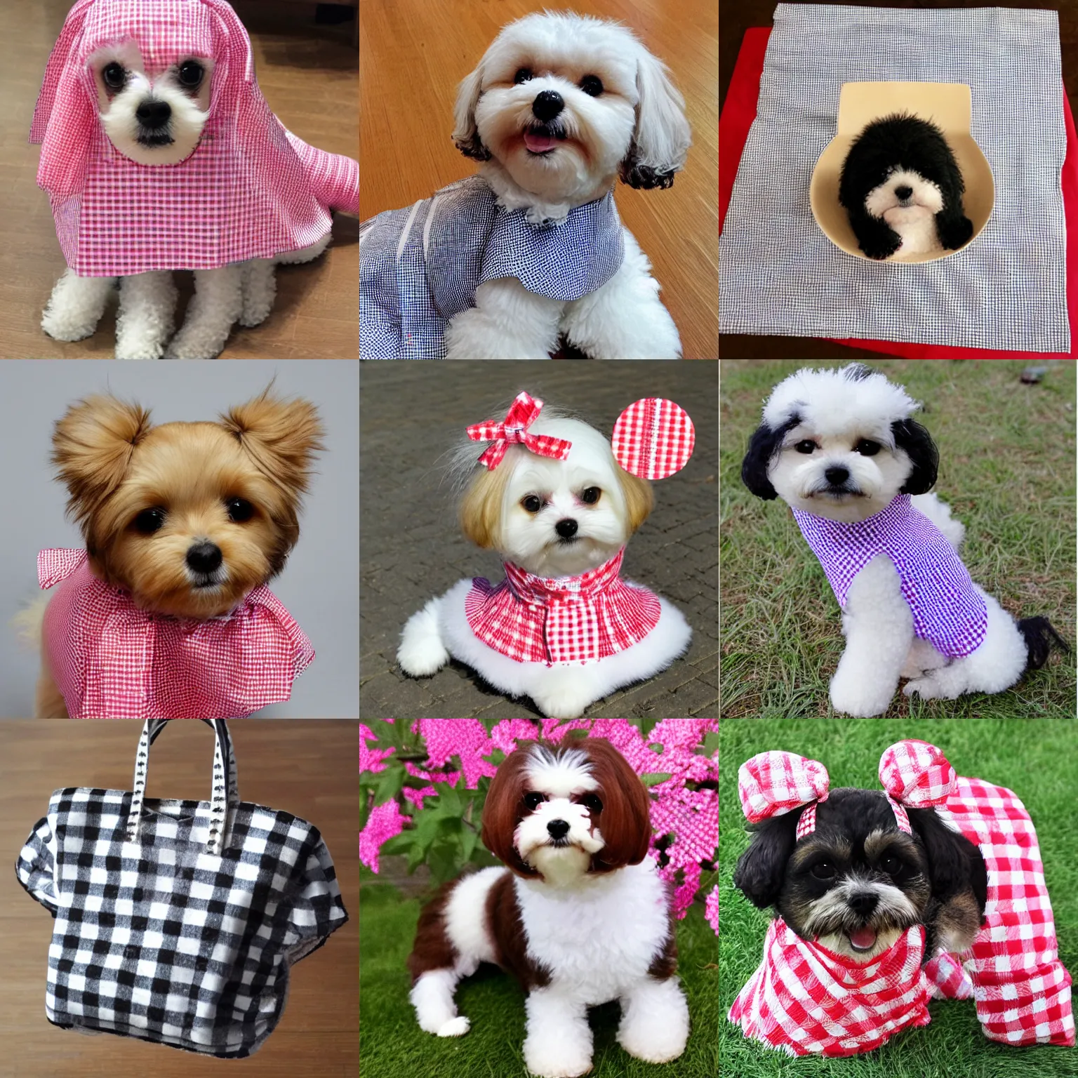 Prompt: shihpoo made of gingham