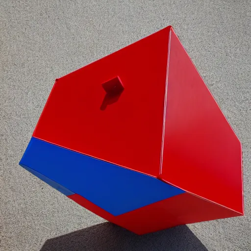 Image similar to ( ( red cube ) at the top of tower ), ( ( blue cube ) on the ground )