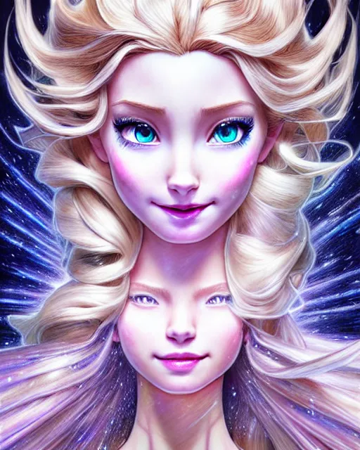 Image similar to ' princess elsa gone mental ', beautiful shadowing, 3 d shadowing, reflective surfaces, illustrated completely, 8 k beautifully detailed pencil illustration, extremely hyper - detailed pencil illustration, intricate, epic composition, masterpiece, bold complimentary colors. stunning masterfully illustrated by artgerm, range murata, alphonse mucha, katsuhiro otomo.