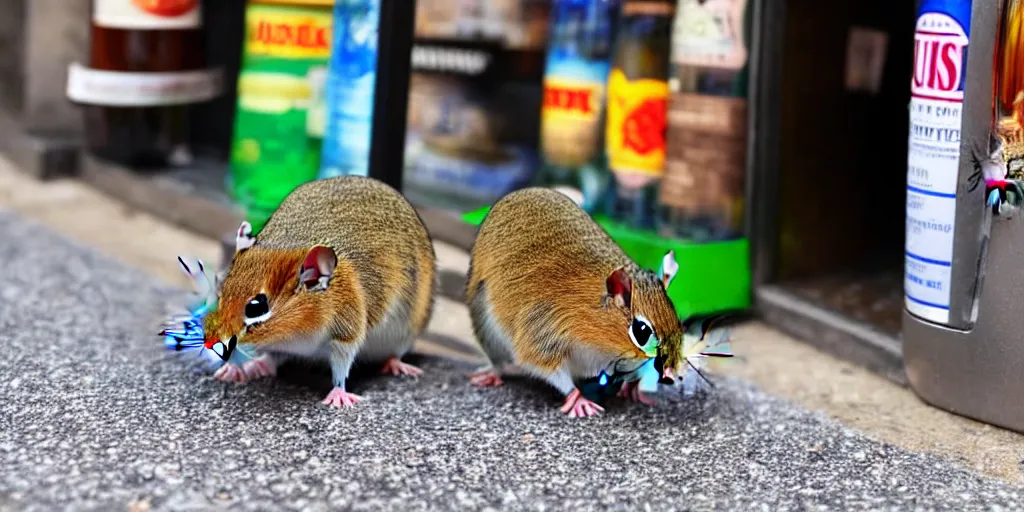 Image similar to a pair of gerbils robbing a liquor store