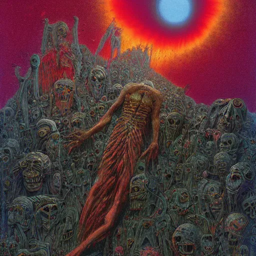 Image similar to hell with people suffering by lisa frank and beksinski and wayne barlowe, 8 k, hires