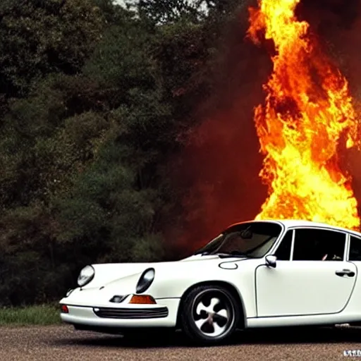 Prompt: a Porsche that's on (((fire)))