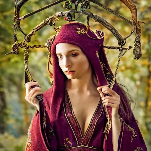 Prompt: photo of a beautiful elf with ornate robes, highly detailed, 4k, HDR, award-winning,