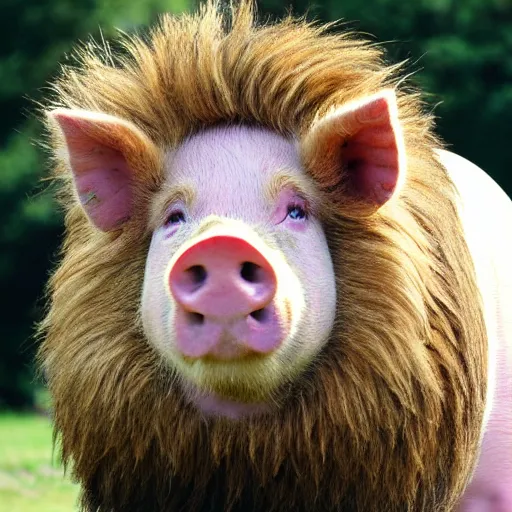 Image similar to pig with lion fur