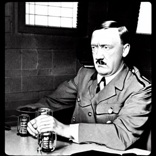 Image similar to Hitler as terminator at a Wafflehouse
