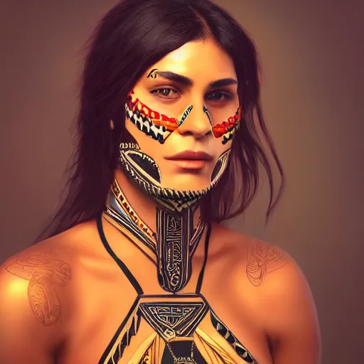 Prompt: Inspirational Maori woman, portrait photo, inspirational, digital art, trending on artstation, 8k resolution