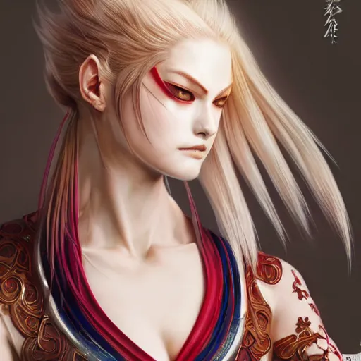 Image similar to ultra realistic illustration of kunimitsu from tekken, intricate, elegant, highly detailed, digital painting, artstation, concept art, smooth, sharp focus, illustration, art by artgerm and greg rutkowski and alphonse mucha