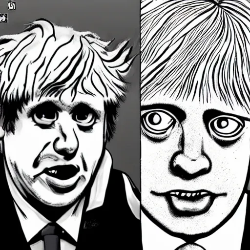 Image similar to boris johnson in junji ito style