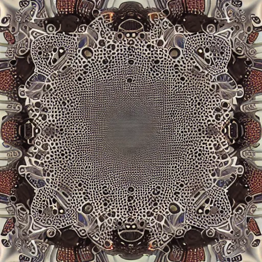 Image similar to trypophobia. detailed. intricate. fractal. visceral. bloody W-1024 H-1024