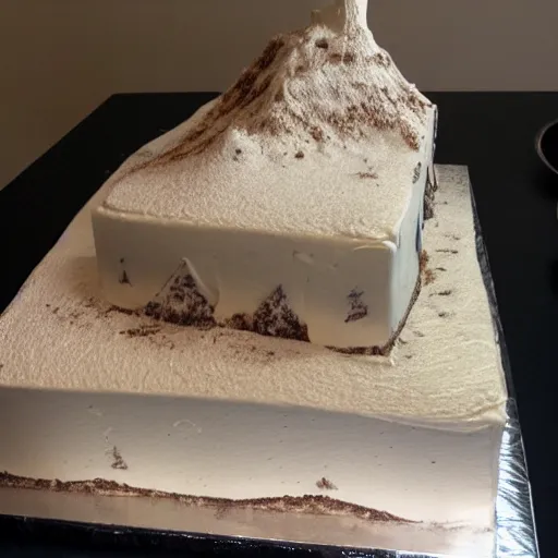 Prompt: a mountain made of cake