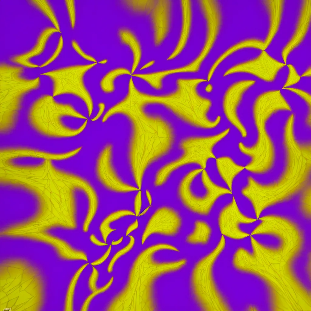 Image similar to 3 d render of yellow purple optical illusion apotheosis by victor vasarely, benoit b. mandelbrot, op art, illusion, 3 d, symbolic, hyperdetailed, translucent