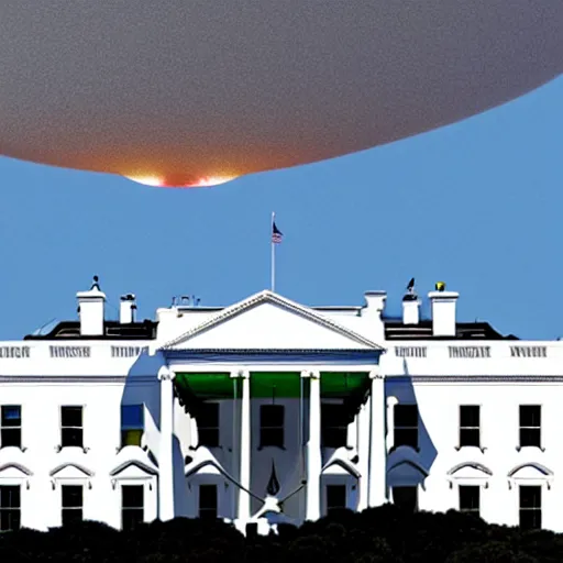 Prompt: ufo descending on the white house