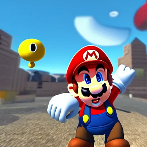 Image similar to Super mario 64 bob-omb battlefield, rendered in unreal engine, hyper detailed