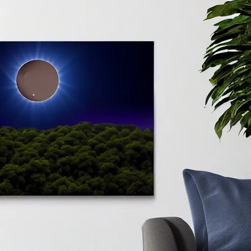 Prompt: dark solar eclipse, above a village, highly detailed, studio 4 k quality, by caravaggio