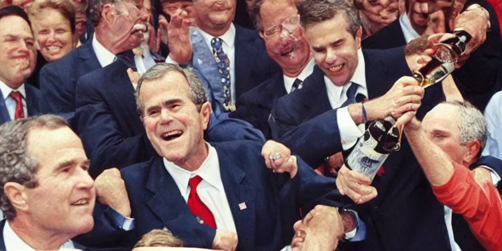 Image similar to “ george bush doing a kegstand ”