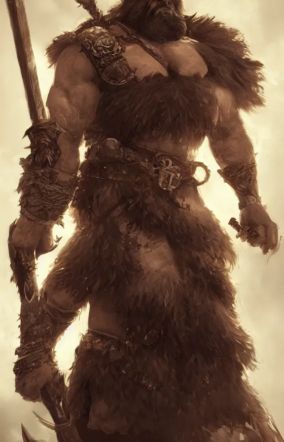 Image similar to an concept art of the barbarian bearded king, red hair, one eye, intricate details, detailed face, detailed armour, artstation, epic pose, ambient light, by david villegas