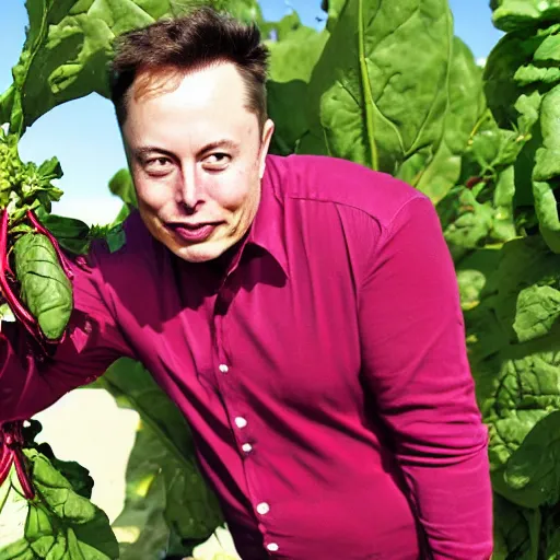 Image similar to Elon Musk with a beetroot for a head