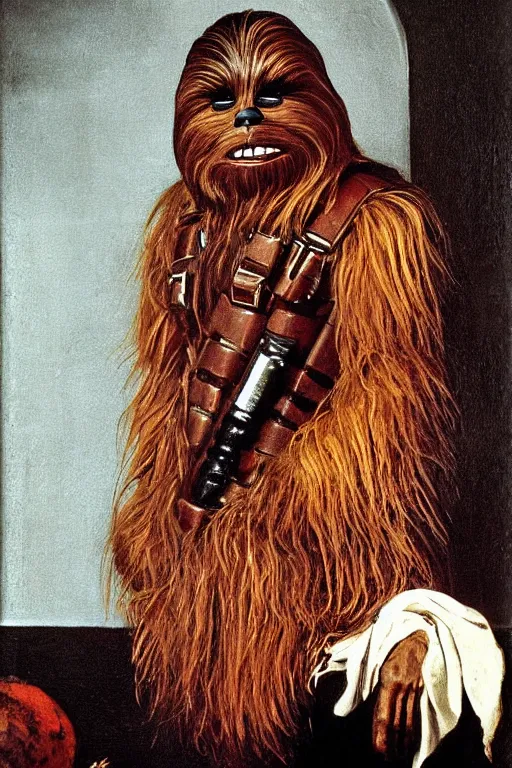 Prompt: Chewbacca painted by Caravaggio