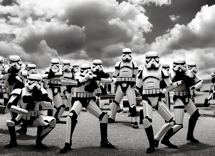Prompt: an army of monkeys attacks a storm trooper army, photorealistic, canon 5 d, sharp, sunlight, reflection, annie leibovitz, platon, bruce gilden, charles burns