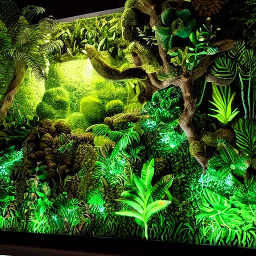 Prompt: « detailed, jungle with low luminosity, far view, luminescent plants »