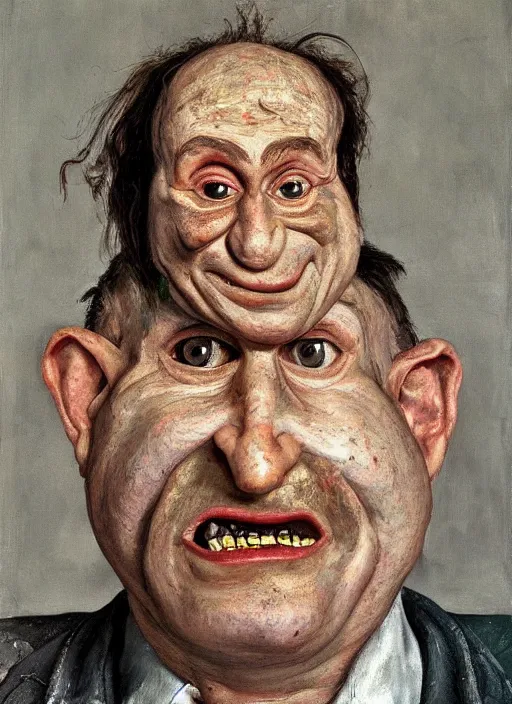 Image similar to Real life Trollface, painted by Lucian Freud, highly detailed, 8k