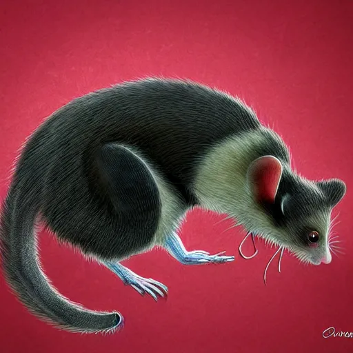 Image similar to vampire possum, digital art