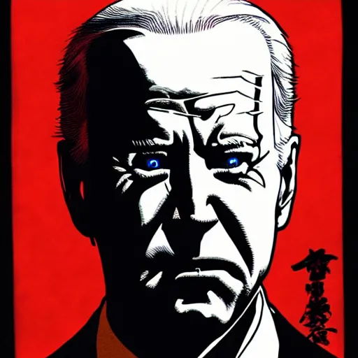 Image similar to Joe Biden looking sinister, by Tsutomu Nihei, highly detailed