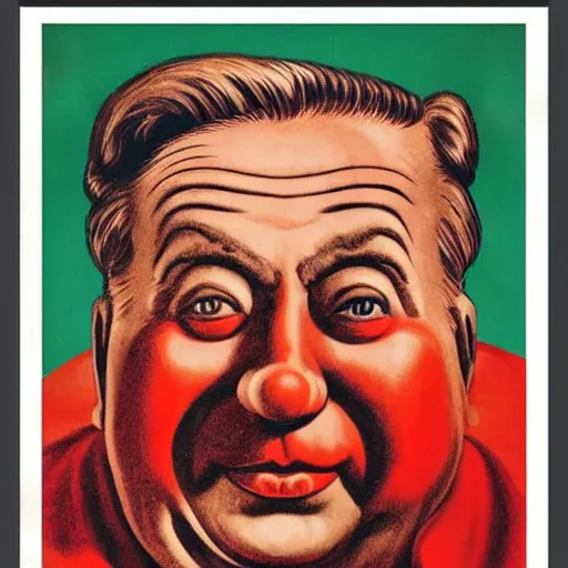 Image similar to communist clown portrait, soviet propaganda style, poster, mao