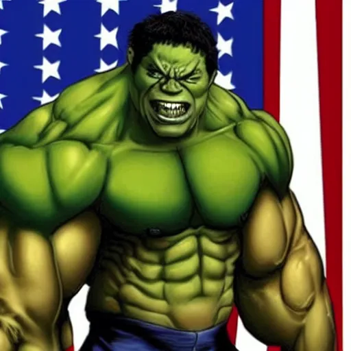 Image similar to Obama as the hulk