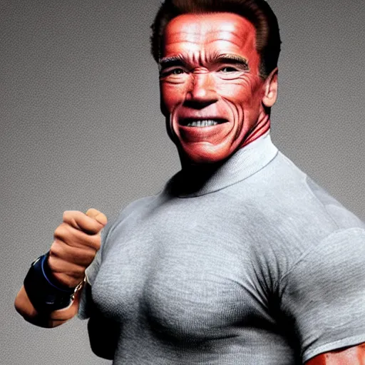 Prompt: Arnold Schwarzenegger in the style of a sock puppet, a sock puppet resembling Arnold Schwarzenegger