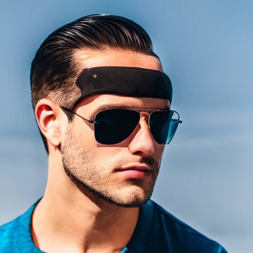 Prompt: a handsome man wearing ray ban aviator sunglasses, photo, 4 k