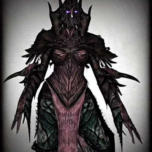 Image similar to a Falmer from Skyrim covered in black fur