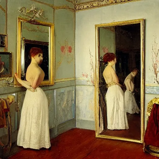 Image similar to dressing room by alfred stevens