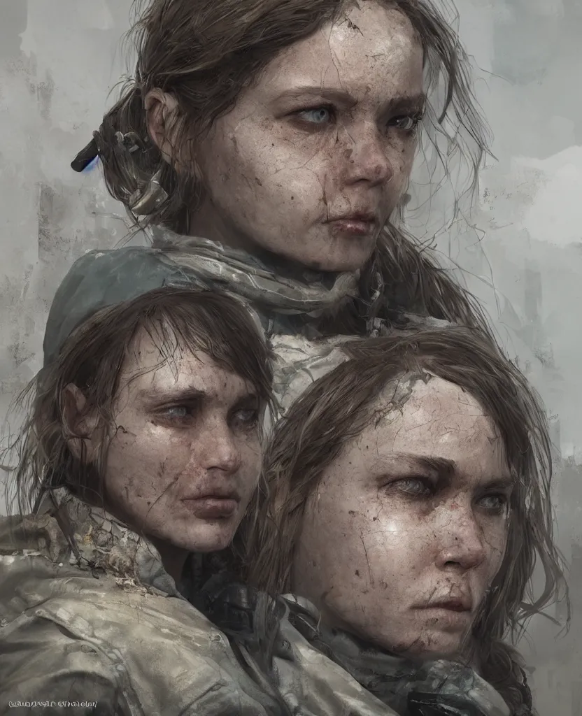 Prompt: ultra - realistic high details portrait of one survivalist woman in a post apocalyptic city, concept art trending on artstation by senior concept artist