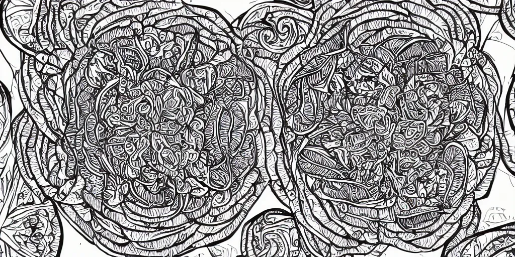 Image similar to highly detailed, intricate line art, depiction of americana imagery among roses and mandalas, 4 k, ultra detailed