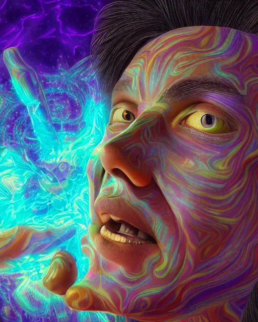 Prompt: portrait ultra dimensional god entity, accidentally tripping on dmt and acid, psychedelic experience, overwhelming psychosis of self realization and burning awakening, ultra high definition, unreal engine 5, hyperrealism, masterpiece composition, by casey weldon, barclay shaw 8 k photorealistic