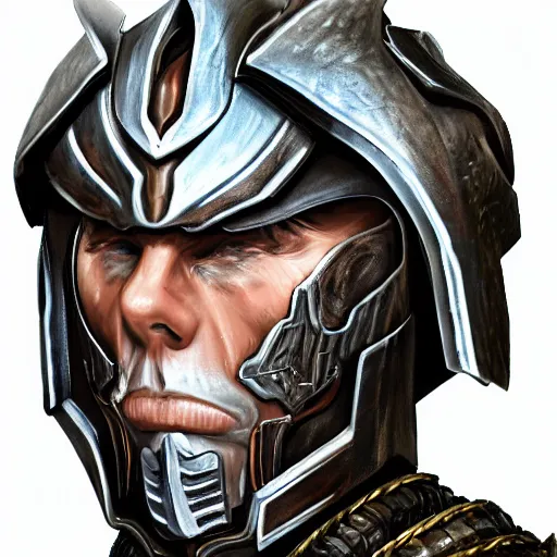 Image similar to a highly detailed headshot portrait of a man wearing epic armor concept art