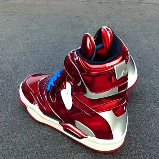 Image similar to metalic jordan sneakers based off ironman