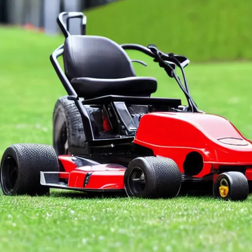 Prompt: formula 1 but lawnmowers instead of cars