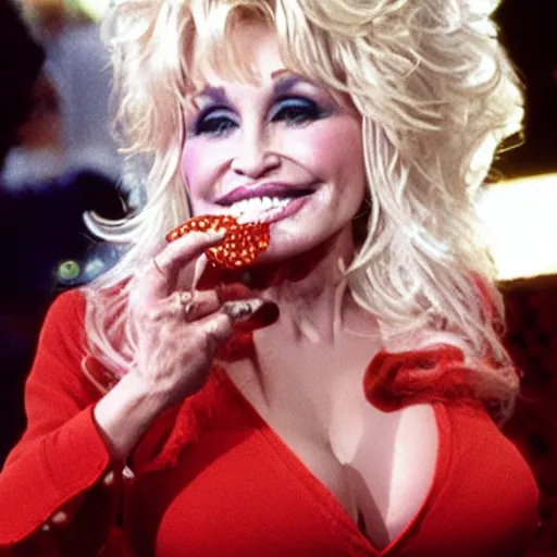 Prompt: Dolly Parton eating Pokemon