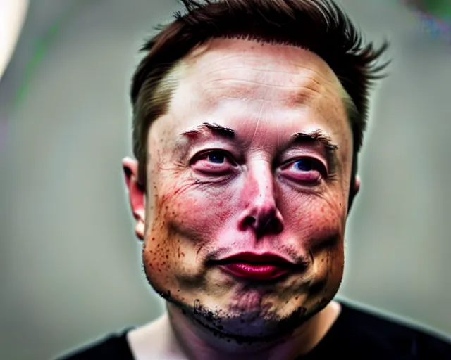 Image similar to elon musk cosplaying as a potato, dof and bokeh