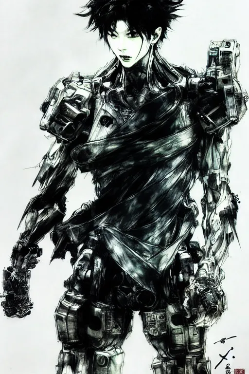 Prompt: cai xukun, concept art, rough sketch, by yoji shinkawa