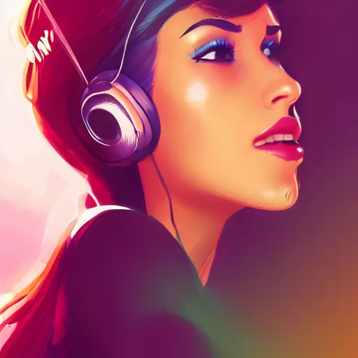 Image similar to a beautiful woman listening to music by marvel comics, digital art, trending on artstation