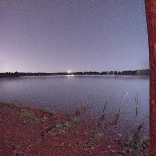 Image similar to nighttime trail cam footage, several floating corn cobs, ominous