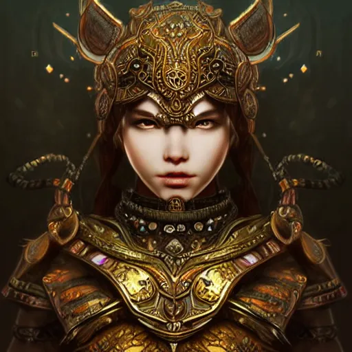 Image similar to beautiful extremely detailed intricate concept art depicting a warrior by wlop. shining jewelry.