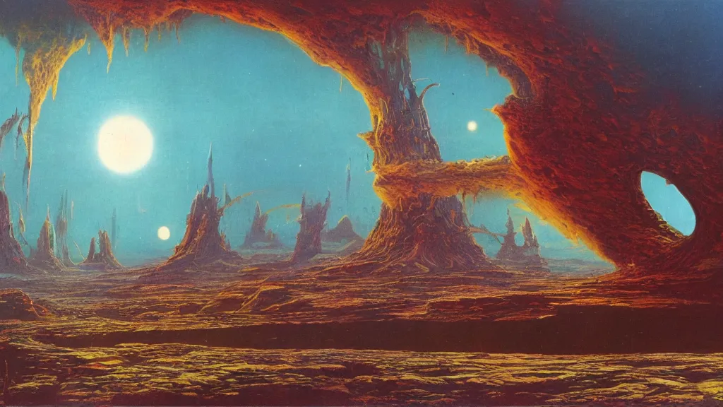 Image similar to strange otherworldly atmospherics of an alien planet by arthur haas and bruce pennington and paul lehr, cinematic matte painting