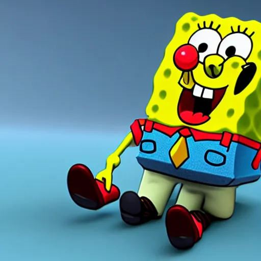 Prompt: spongebob squarepants made of rubber in 3 d, hyperrealistic, 4 k