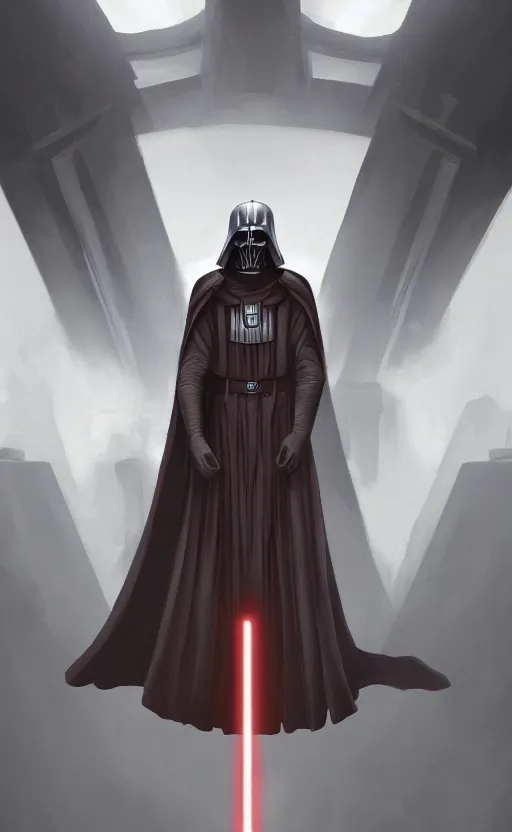 Image similar to « a beautiful sith male creating a rule of two in an ancient sith temple stylized as a catholic church, very realistic, trending on artstation »